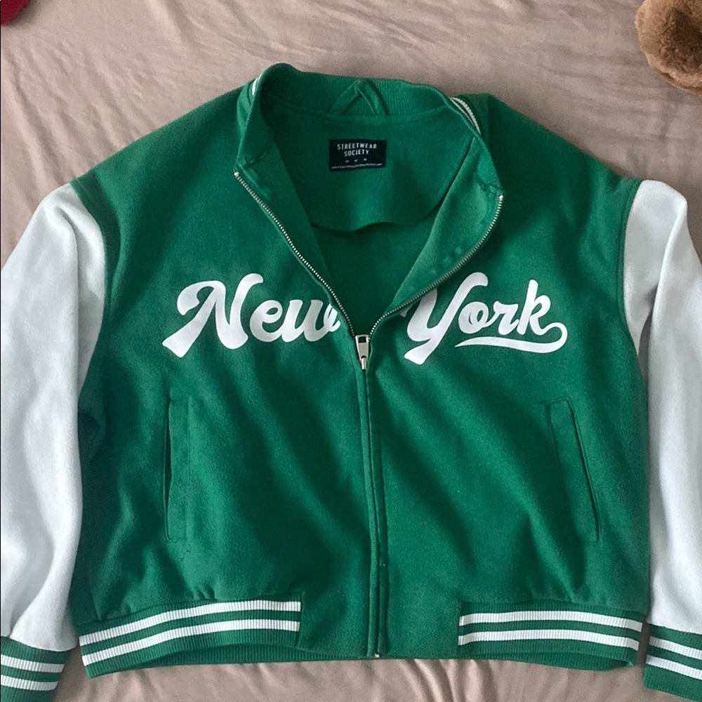 Green and White New York Jacket